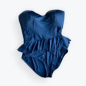 Badgley Mischka Peplum Swimsuit in Black size 12